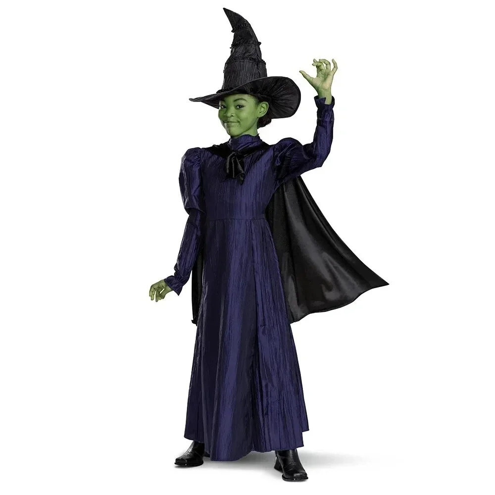 Wicked Movie Girls Costume 6-6X Deluxe‎ Elphaba Witch Costume With Hat Wizard Oz - Picture 8 of 11